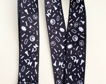 LANYARD de ciencia en blanco y negro, Laboratorio, Investigación, Doctorado, Científico, Técnico de laboratorio, Enfermera, STEM, Regalo científico, Flebotomía, Regalo para estudiantes