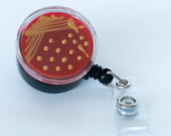 Badge reel - Petri dish Microbiology - Science Art - STEM / Microbi