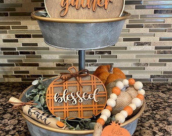 Pumpkin Mini tiered tray sign, Fall decor Sign, Tiered tray rustic decor, Fall decorations, Rustic Farmhouse decor, Tier tray mini sign