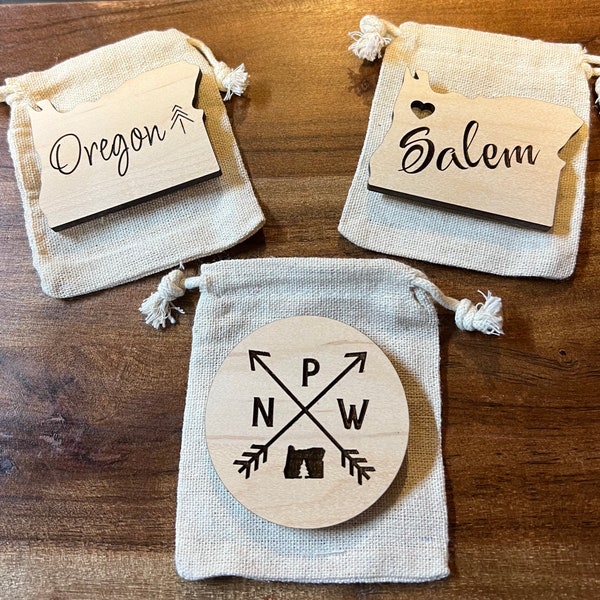 Wooden Oregon, PNW And Salem Magnets, Souvenirs, Gifts