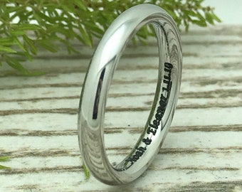 4mm Titanium Wedding Band,  Personalized Titanium Ring, Skinny Ring, Promise Ring, Purity Ring, Gift For Her,Gift for Him, Anniversary Ring