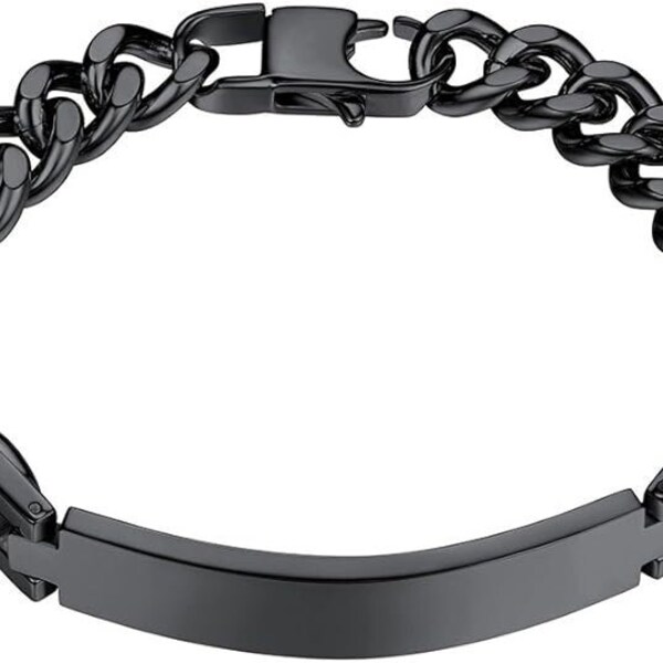10mm Men's ID Bracelet Personalized Men's Bracelet Custom Bracelet for Men Father's Day Gift for Him Chain Bracelet 8.3 Inches - SSB225-B