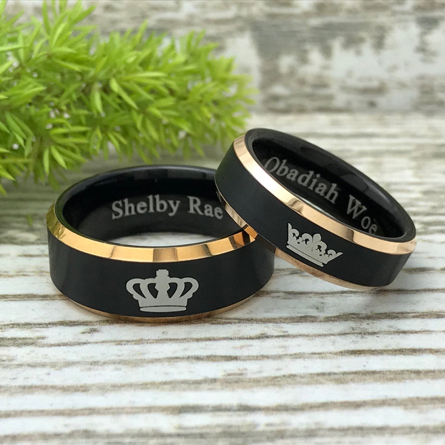 King and Queen Rings for Couples - 2pcs His Hers Stainless Steel Matching Ring  Sets for Him