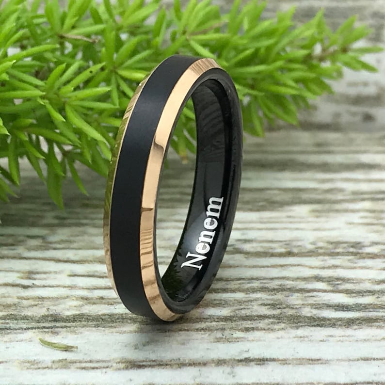 Comfort Fit 8mm4mm Tungsten Wedding Rings Two Tone Rose Gold Tungsten Ring Personalize Tungsten Wedding Rings