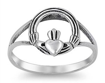 Claddagh Ring, Skinny Claddagh Ring,Sterling Silver Claddagh Ring, Loyalty Love Friendship Claddagh Ring, Personalize Claddagh Ring