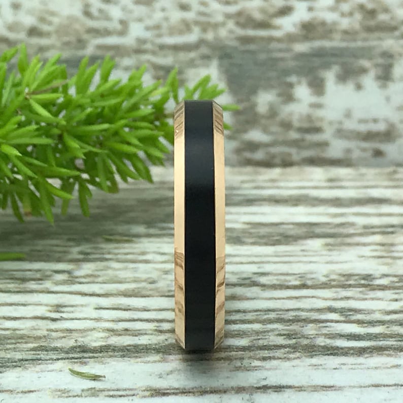 Skinny Ring Two Tone Black and Rose Gold Tungsten Ring Personalized Tungsten Ring,Promise Ring 4MM Tungsten Wedding Band