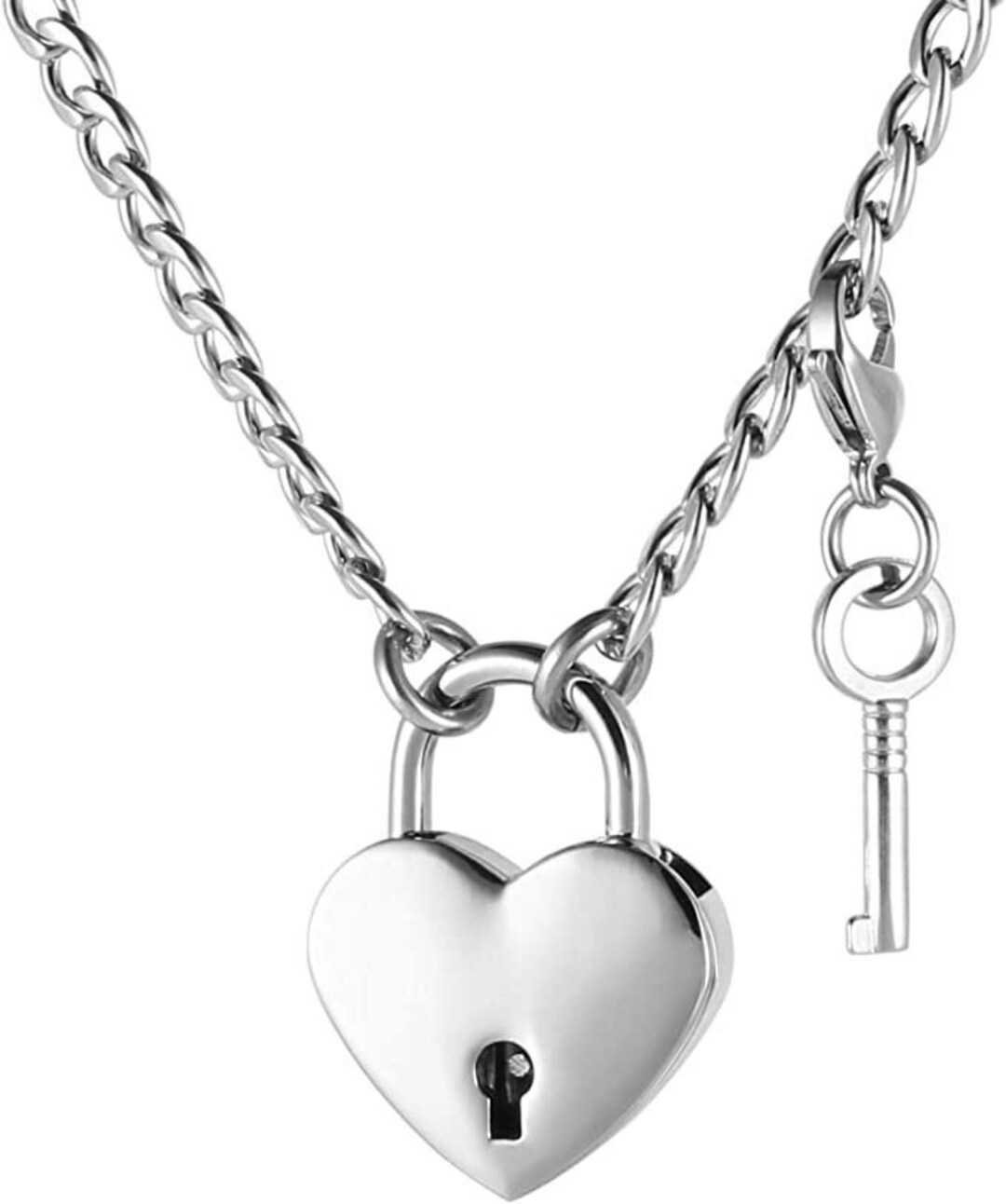 Heart and Key Stainless Steel Heart Necklace Personalized Etsy