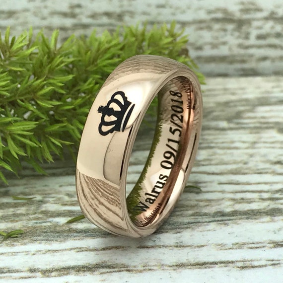 8mm Rose Gold Titanium Wedding Band Rose Gold Plated Titanium