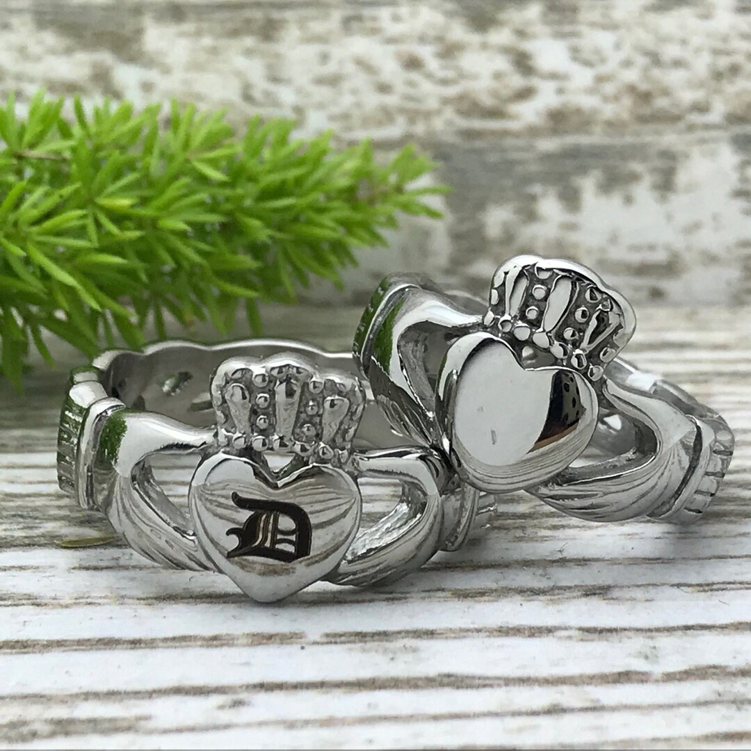 Anillos de Claddagh Anillo de Claddagh celta de acero inoxidable, banda