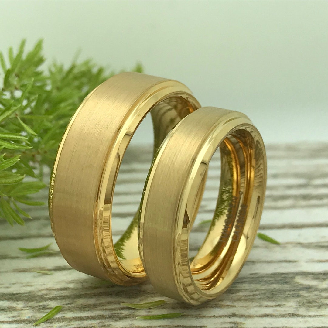 8mm/6mm His and Hers Titanium Wedding Ring, Personalized Titanium Wedding Ring, Couples Matching