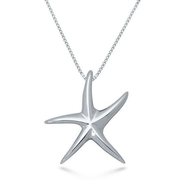 Petite Starfish Necklace, Sterling Silver Starfish Charm Pendent Necklace, Bridal jewelry, Beach Wedding Jewelry, Gift for Her