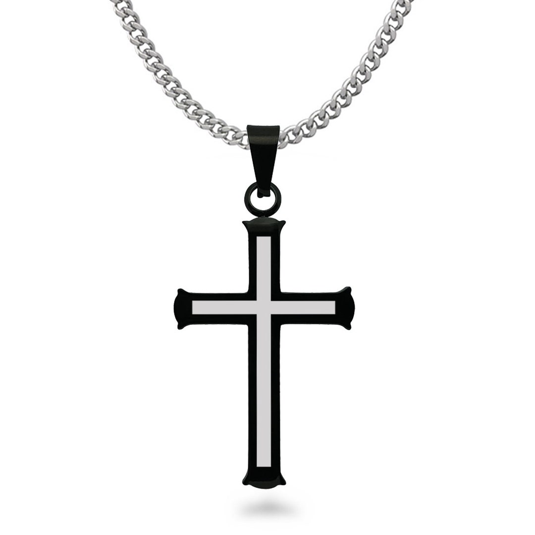 Cross Necklace Mens Cross Pendant Necklace Personalized Etsy