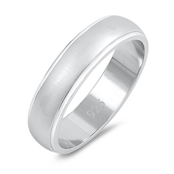 925 Sterling Silver Wedding Band Ring 5mm Wide