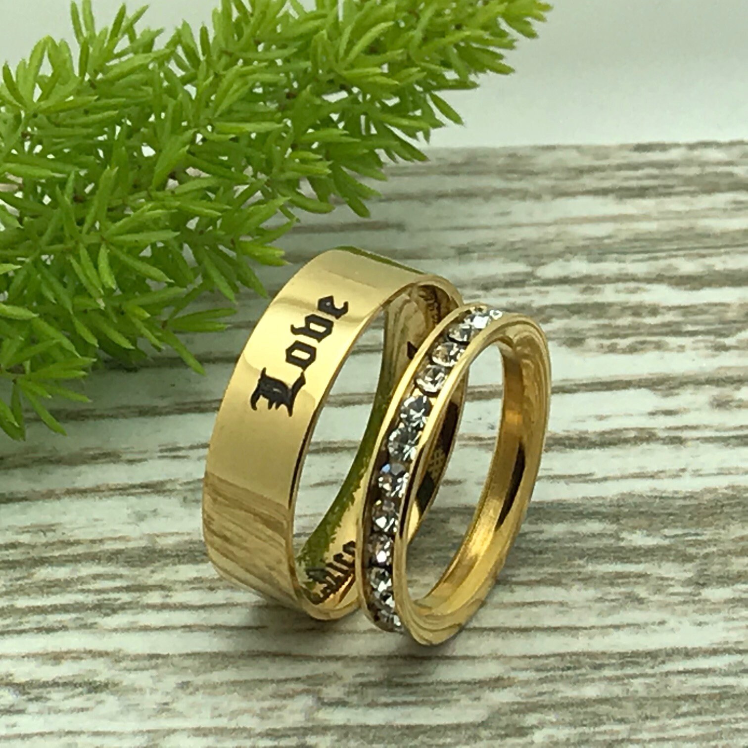 6mm/3mm Stainless Steel Wedding Rings Gold IP Plated Stainless Etsy