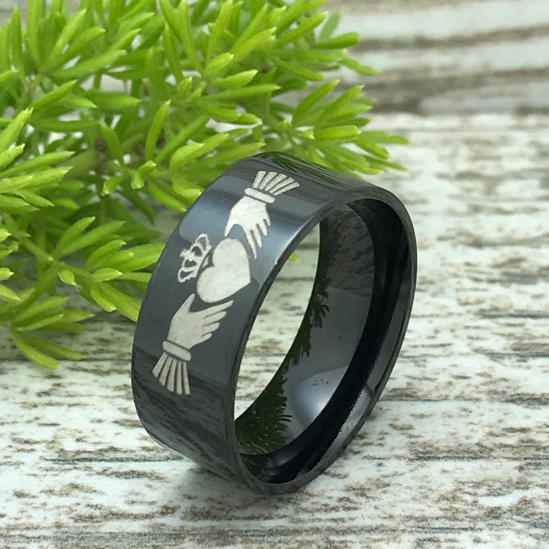 Anillo de Claddagh de 8 mm, anillo de Claddagh celta de acero