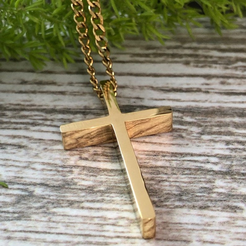 Cross Necklace Men's Cross Necklace Personalized Yellow Etsy
