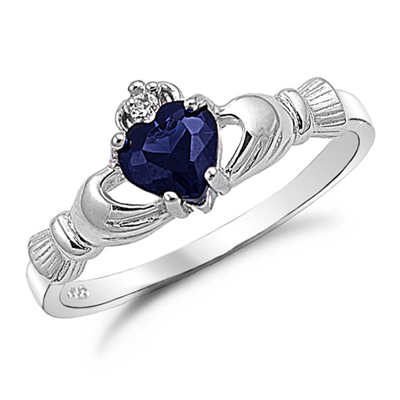 September Birthstone Ring Womens Claddagh Ring Irish Claddagh Etsy