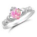thumbnail image 2 of Sterling Silver Claddagh Ring With Tourmaline CZ Crystal – October Birthstone – Sizes I-U 2 of 4