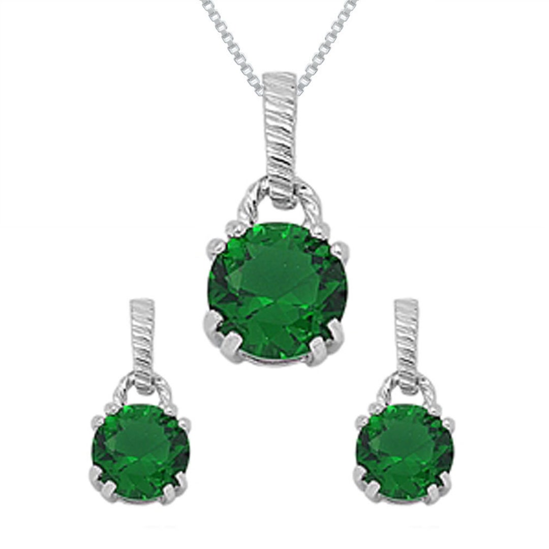 Emerald Birthstone Sterling Silver Necklace AND Earring Set - Etsy