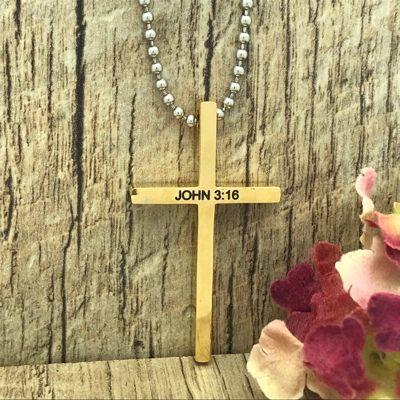 Cross Necklace Men's Cross Necklace Personalized Yellow Etsy