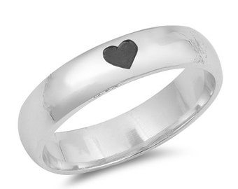 6mm Heart Ring, Sterling Silver Wedding Band, Personalize Custom Engrave 925 Sterling Silver Wedding Band, Promise Ring,