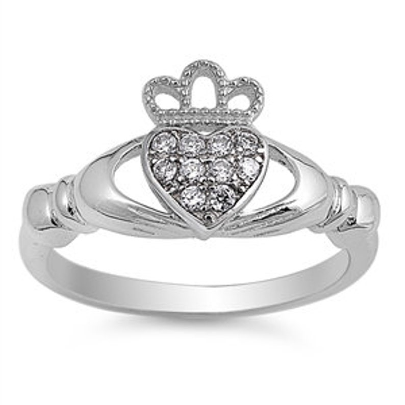 Claddagh Ring Irish Promise Ring 925 Sterling Silver Simulated Etsy