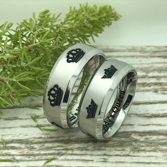 Set de anillos de boda para Ella y El de acero, alianzas de boda para juego  para parejas, de titanio.