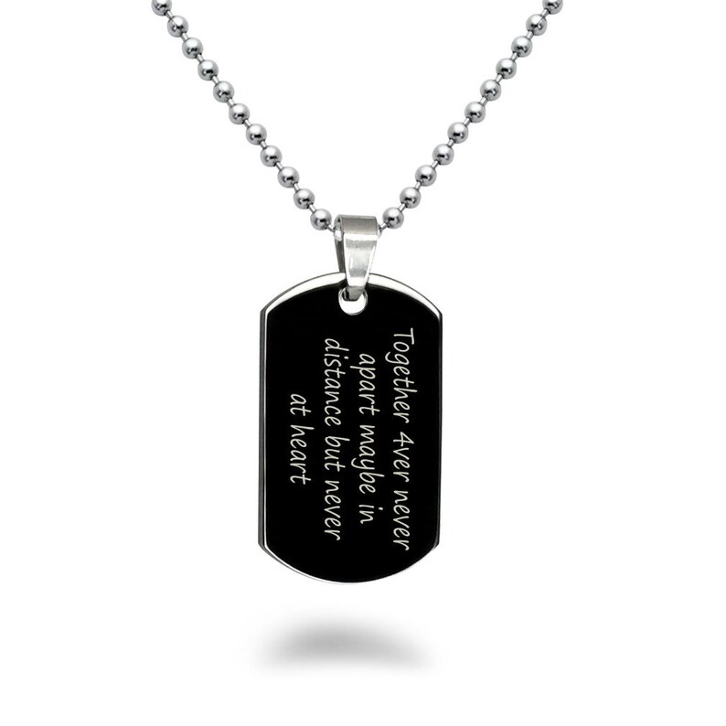 Engraved Dog Tag Personalized Black Dog Tag Necklace Custom Etsy