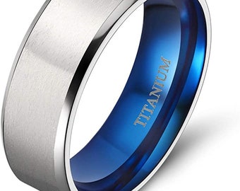 8mm Titanium Wedding Ring Men's Titanium Wedding Ring Personalize Titanium Ring for Men, Anniversary Ring, FREE ENGRAVING