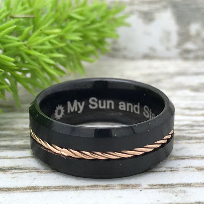Comfort Fit 8mm4mm Tungsten Wedding Rings Two Tone Rose Gold Tungsten Ring Personalize Tungsten Wedding Rings