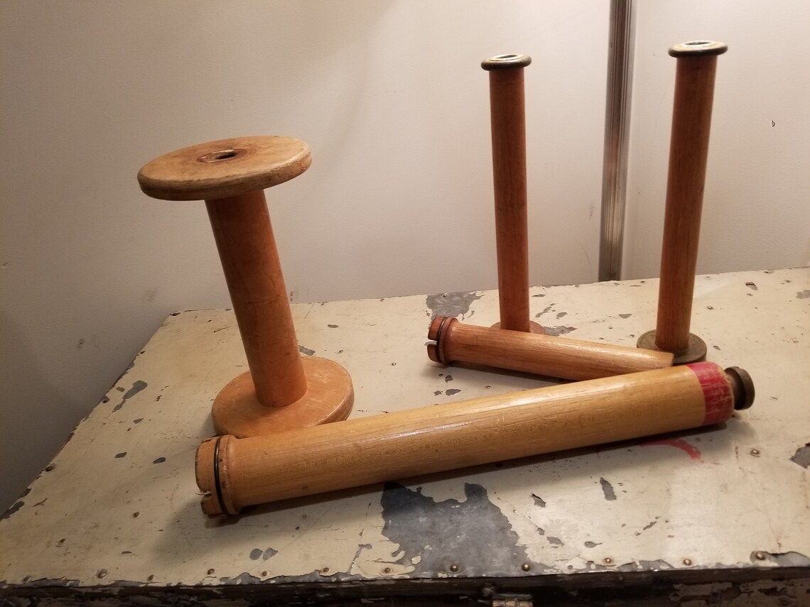 Vintage industrial textile spools Etsy