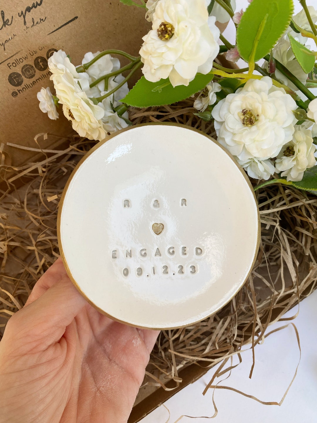 Personalised Engagement Gift, Engaged Ring Dish Personalised ...