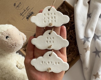 Personalised Baby Keepsake Gift | Clay Cloud Handmade Nursery Decor | Newborn Present