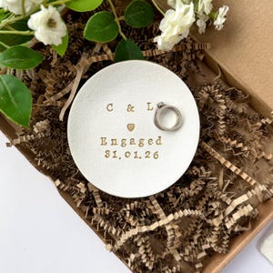 Personalised Clay Ring Dish for Engagement Gift, Custom Handmade Jewellery Holder