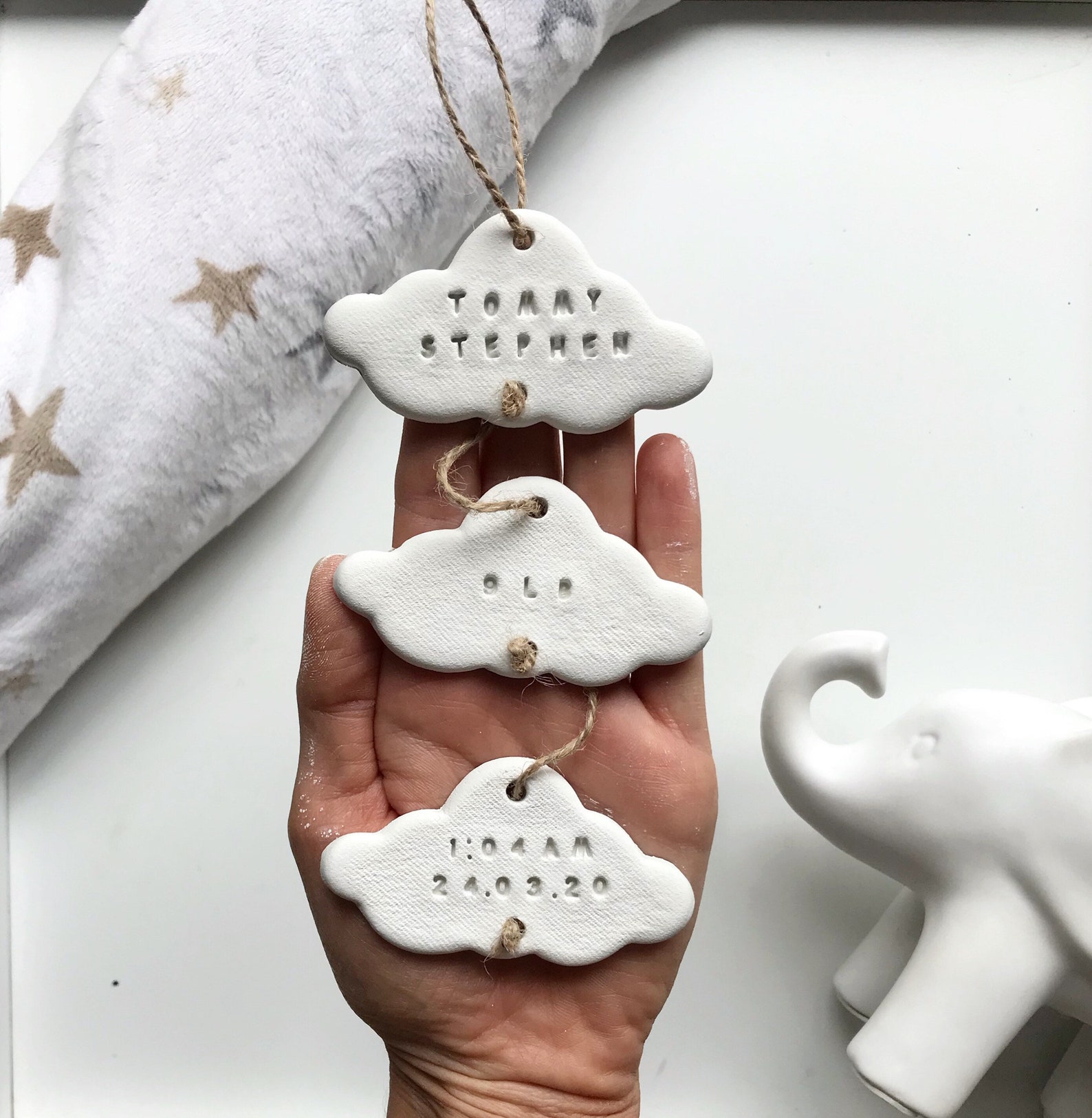 Baby Keepsake Personalised Cloud Gift New Baby Gift Clay Etsy