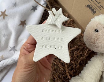 Personalised Baby Gift Star Keepsake, Clay Star Decoration, Christmas Ornament