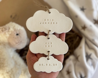Personalised Baby Gift Cloud Ornament, Newborn Keepsake Present , Nursery Decor wall hanging