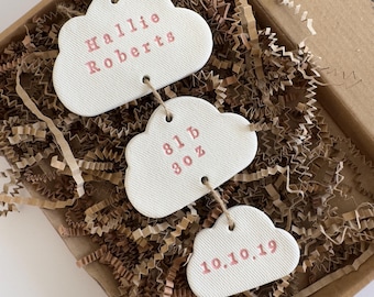 Personalised Baby Keepsake Cloud Gift: Nursery Decor Wall Hanging, custom handmade wall art