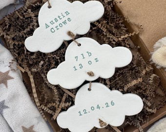Personalised Cloud Baby Keepsake Gift: Nursery Decor Wall Hanging - New Baby Present