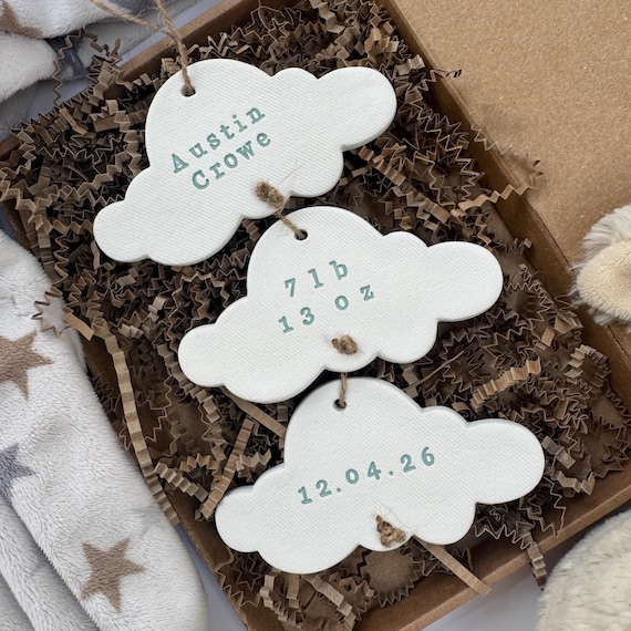 Personalised Cloud Baby Keepsake Gift: Nursery Decor Wall Hanging - New Baby Present