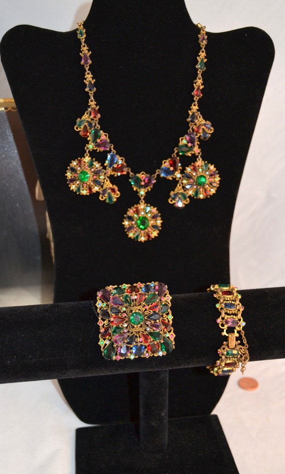 Matched Necklace Set Parure Stones 1930s