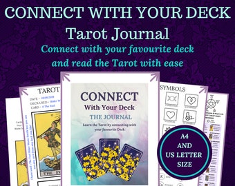 Tarot journal for beginners with worksheets and instructions, printable, A4 And US. Letter size, instant download pdf ebook.