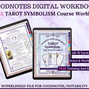 GOODNOTES Tarot Symbolism Worksheets Cheat Sheets, for beginner or advanced Tarot readers, printable, instant download ebook.