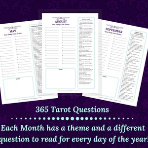 Tarot workbook calendar PLUS FREE daily challenge, for beginner or advanced Tarot readers, printable, instant download pdf ebook. image 7