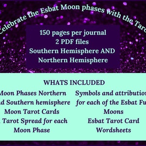 Tarot and the Moon journal PLUS the Esbats, for Baby Witches Instant Download PDF A4 and US Letter size. image 2