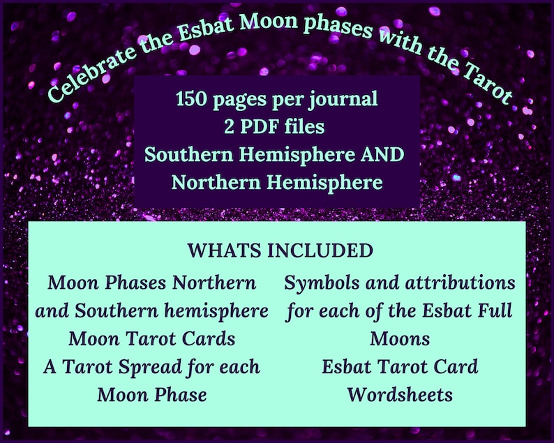 Tarot and the Moon journal PLUS the Esbats, for Baby Witches Instant Download PDF A4 and US Letter size. image 2