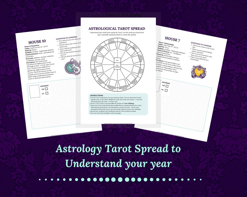 Tarot workbook calendar PLUS FREE daily challenge, for beginner or advanced Tarot readers, printable, instant download pdf ebook. image 8