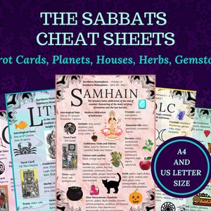 The Sabbats Cheat Sheet, book of shadows pages, for beginning witches, printable, instant download pdf ebook.