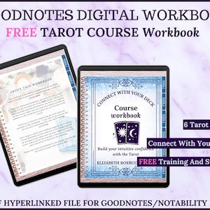 GOODNOTES Connect With Your Deck Tarot Course Workbook for beginner or advanced Tarot readers, printable, instant download ebook.
