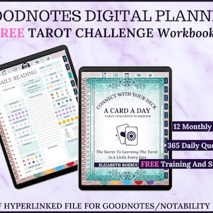 Goodnotes Tarot A Card A Day Challenge Workbook plus Free Challenge Training